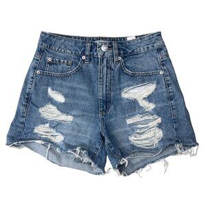 Garage Denim Women's Mom Shorts High Rise Distressed Blue Size 26/3